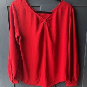 LOFT Outlet Bright Red Bow Back Blouse. Size: Small, NWT